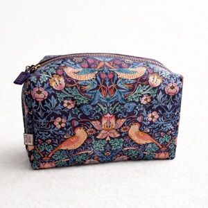 William Morris Elegant Bird and Floral Cosmetic Bag